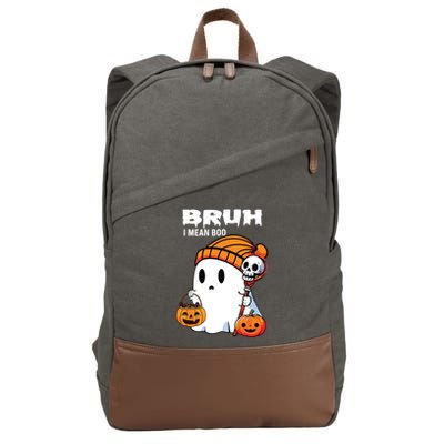 Halloween Bruh I Mean Boo Ghost Funny Cotton Canvas Backpack