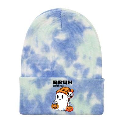 Halloween Bruh I Mean Boo Ghost Funny Tie Dye 12in Knit Beanie