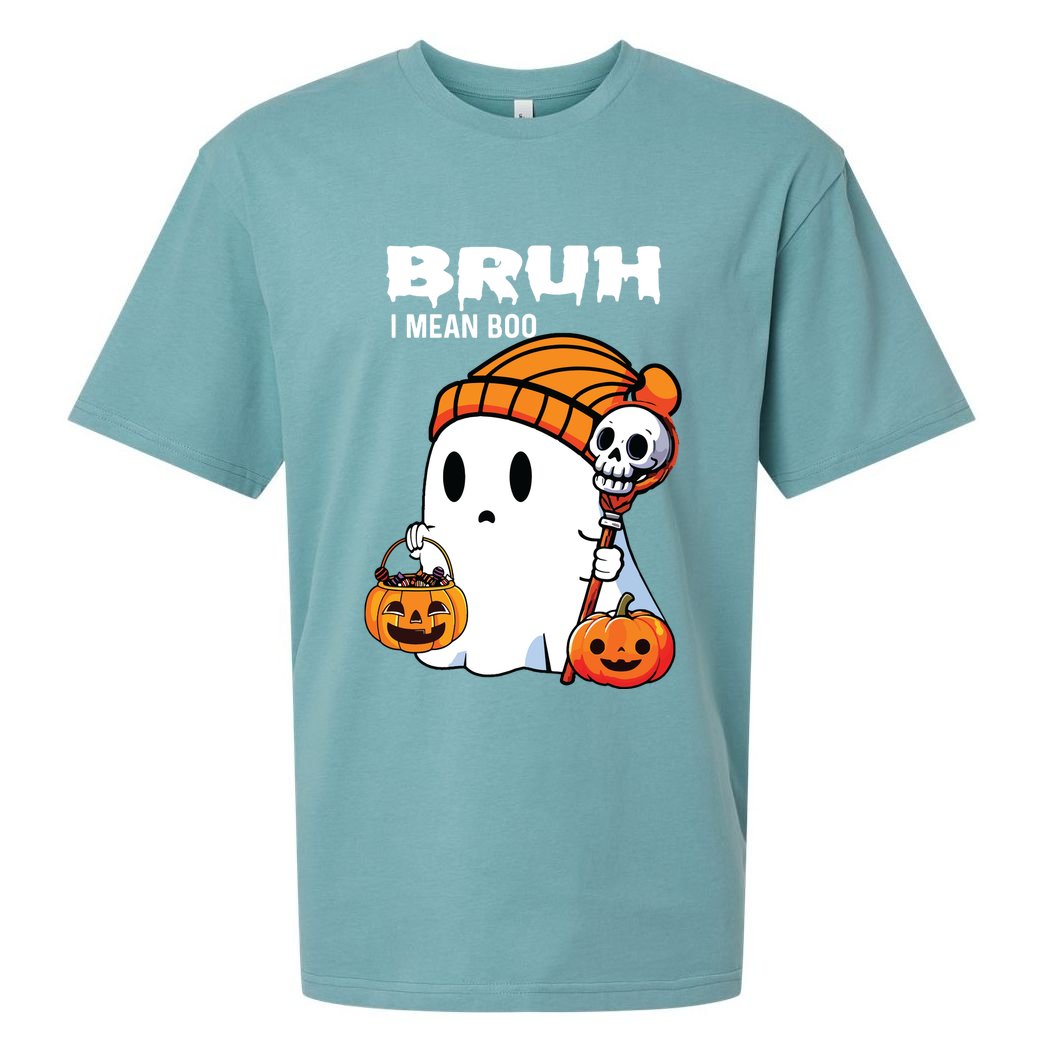 Halloween Bruh I Mean Boo Ghost Funny Sueded Cloud Jersey T-Shirt
