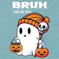 Halloween Bruh I Mean Boo Ghost Funny Sueded Cloud Jersey T-Shirt