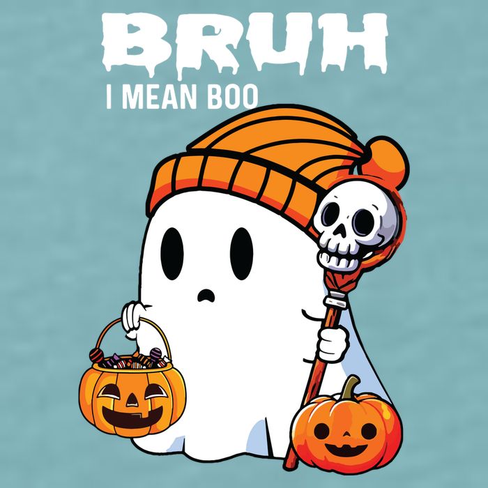 Halloween Bruh I Mean Boo Ghost Funny Sueded Cloud Jersey T-Shirt