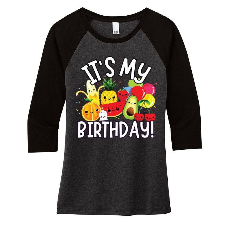 Hey Bear Its My Birthday Birthday Boy Girl Women's Tri-Blend 3/4-Sleeve Raglan Shirt