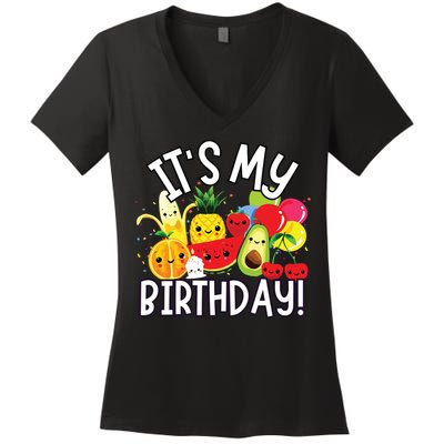 Hey Bear Its My Birthday Birthday Boy Girl Women's V-Neck T-Shirt