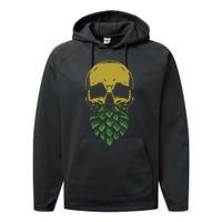 Home Brewing Ipa Craft Beer Brewer Skull Hop Beard Performance Fleece Hoodie