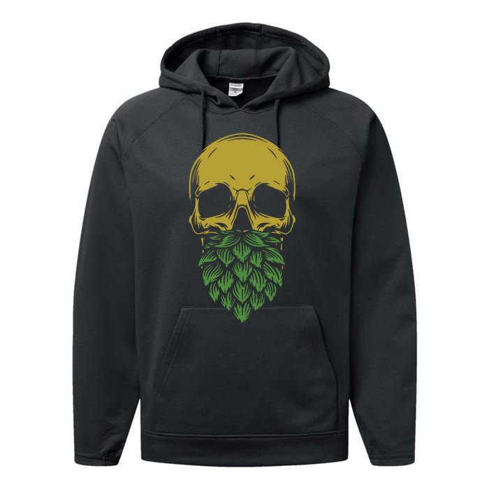 Home Brewing Ipa Craft Beer Brewer Skull Hop Beard Performance Fleece Hoodie