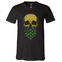 Home Brewing Ipa Craft Beer Brewer Skull Hop Beard V-Neck T-Shirt