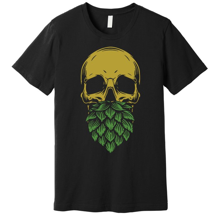 Home Brewing Ipa Craft Beer Brewer Skull Hop Beard Premium T-Shirt