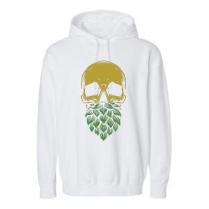 Home Brewing Ipa Craft Beer Brewer Skull Hop Beard Garment-Dyed Fleece Hoodie