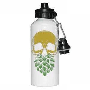 Home Brewing Ipa Craft Beer Brewer Skull Hop Beard Aluminum Water Bottle 