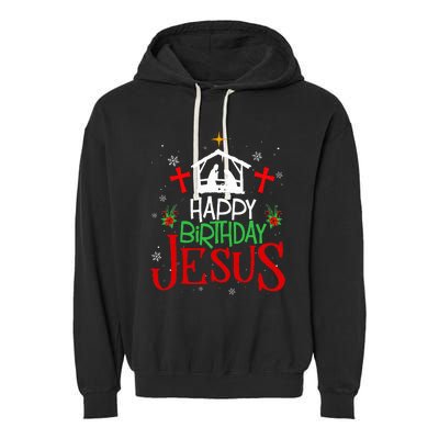 Happy Birthday Jesus Funny Christian Christmas Holiday Gifts Garment-Dyed Fleece Hoodie