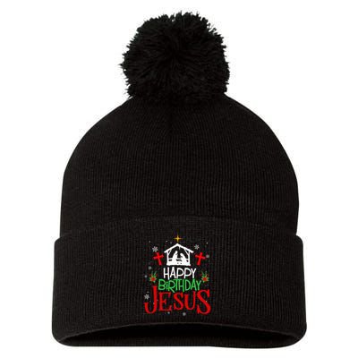 Happy Birthday Jesus Funny Christian Christmas Holiday Gifts Pom Pom 12in Knit Beanie