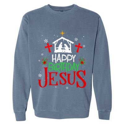 Happy Birthday Jesus Funny Christian Christmas Holiday Gifts Garment-Dyed Sweatshirt