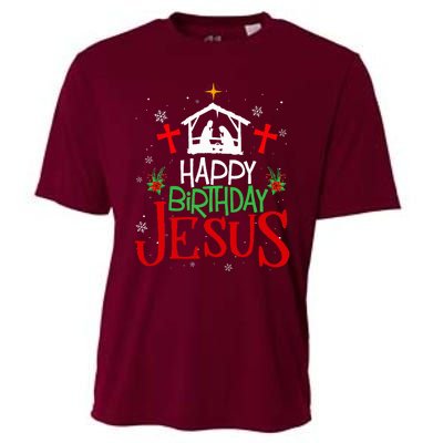 Happy Birthday Jesus Funny Christian Christmas Holiday Gifts Cooling Performance Crew T-Shirt