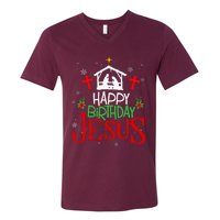 Happy Birthday Jesus Funny Christian Christmas Holiday Gifts V-Neck T-Shirt