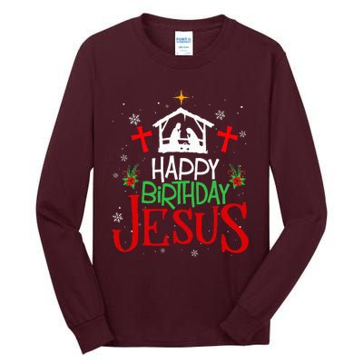 Happy Birthday Jesus Funny Christian Christmas Holiday Gifts Tall Long Sleeve T-Shirt