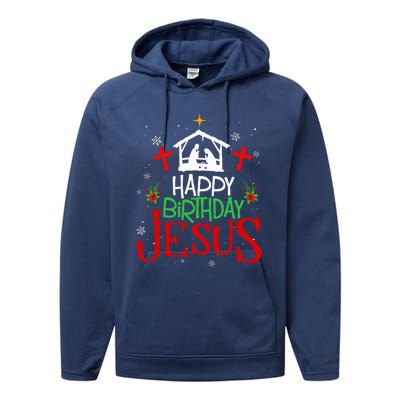 Happy Birthday Jesus Funny Christian Christmas Holiday Gifts Performance Fleece Hoodie