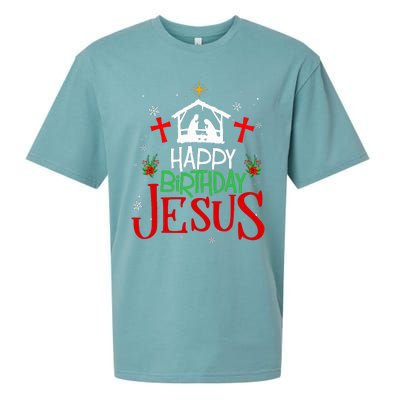 Happy Birthday Jesus Funny Christian Christmas Holiday Gifts Sueded Cloud Jersey T-Shirt