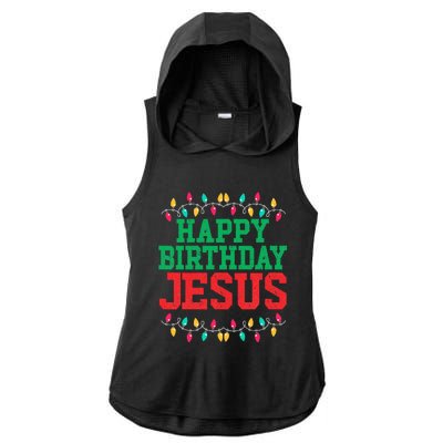 Happy Birthday Jesus Christian Christmas Ladies PosiCharge Tri-Blend Wicking Draft Hoodie Tank