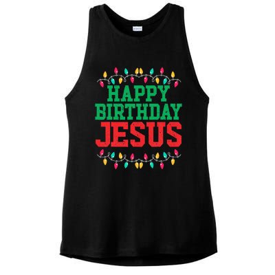 Happy Birthday Jesus Christian Christmas Ladies PosiCharge Tri-Blend Wicking Tank