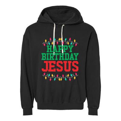 Happy Birthday Jesus Christian Christmas Garment-Dyed Fleece Hoodie