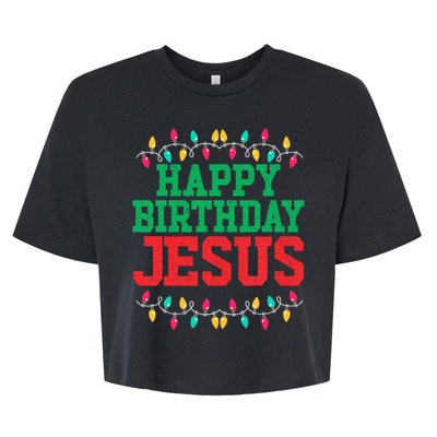 Happy Birthday Jesus Christian Christmas Bella+Canvas Jersey Crop Tee