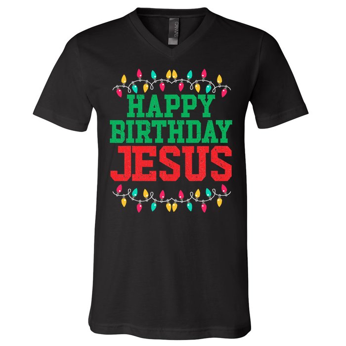 Happy Birthday Jesus Christian Christmas V-Neck T-Shirt