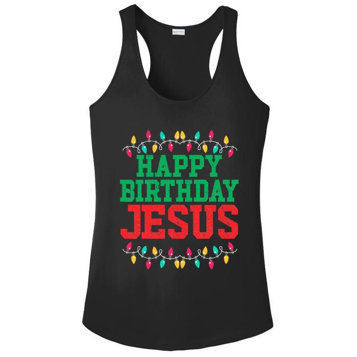 Happy Birthday Jesus Christian Christmas Ladies PosiCharge Competitor Racerback Tank