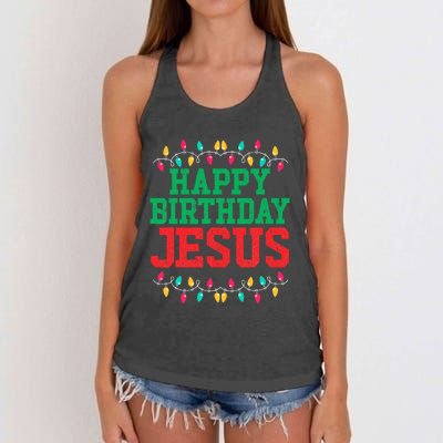 Happy Birthday Jesus Christian Christmas Women's Knotted Racerback Tank