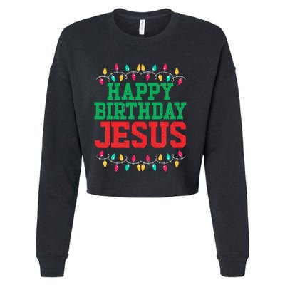 Happy Birthday Jesus Christian Christmas Cropped Pullover Crew