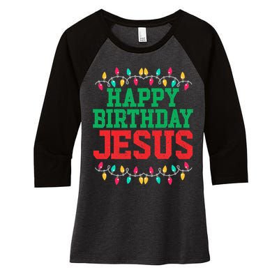 Happy Birthday Jesus Christian Christmas Women's Tri-Blend 3/4-Sleeve Raglan Shirt