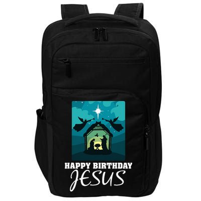 Happy Birthday Jesus  Christmas Advent Nativity Scene North  Impact Tech Backpack