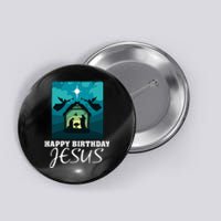 Happy Birthday Jesus  Christmas Advent Nativity Scene North  Button