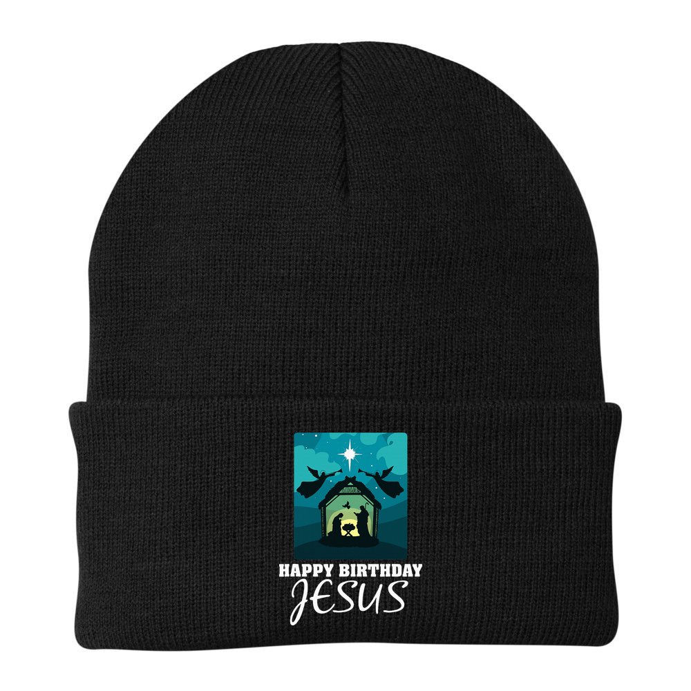 Happy Birthday Jesus  Christmas Advent Nativity Scene North  Beanie