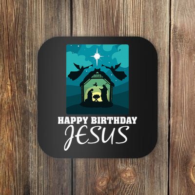 Happy Birthday Jesus  Christmas Advent Nativity Scene North  Coaster