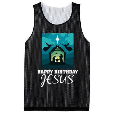 Happy Birthday Jesus  Christmas Advent Nativity Scene North  Mesh Reversible Basketball Jersey Tank