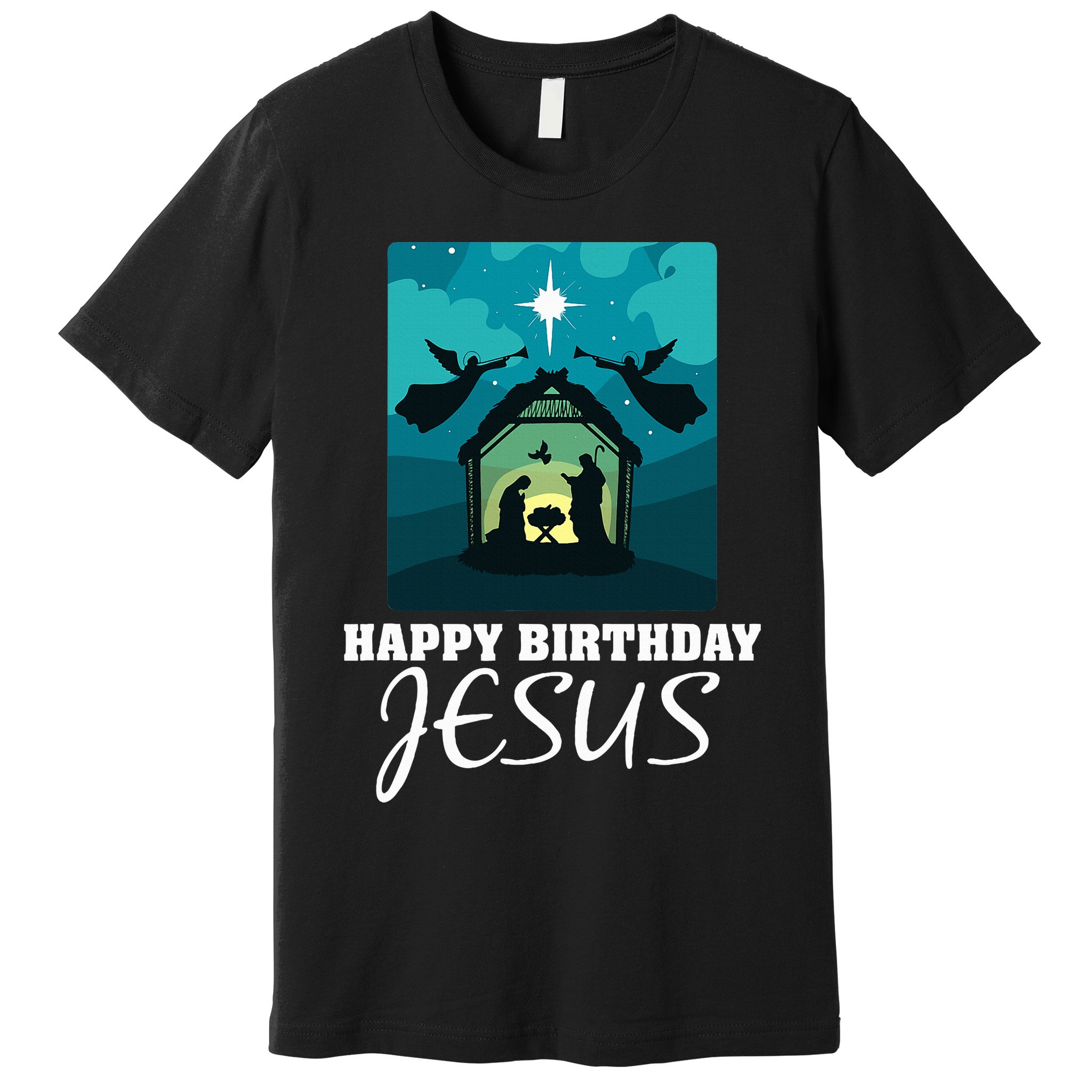 Happy Birthday Jesus  Christmas Advent Nativity Scene North  Premium T-Shirt