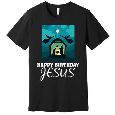 Happy Birthday Jesus  Christmas Advent Nativity Scene North  Premium T-Shirt