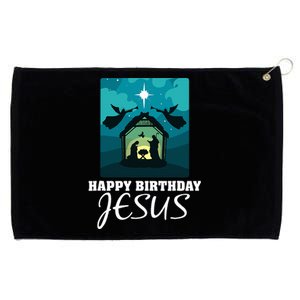 Happy Birthday Jesus  Christmas Advent Nativity Scene North  Grommeted Golf Towel