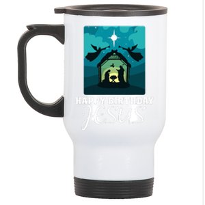 Happy Birthday Jesus  Christmas Advent Nativity Scene North  Stainless Steel Travel Mug