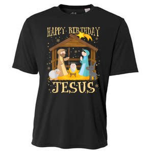 Happy Birthday Jesus Funny Christmas Nativity Christian Cooling Performance Crew T-Shirt