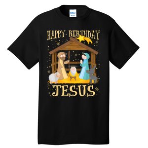 Happy Birthday Jesus Funny Christmas Nativity Christian Tall T-Shirt