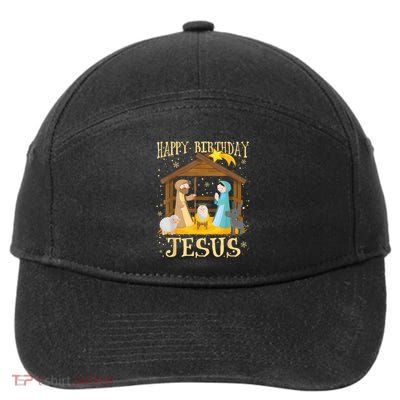 Happy Birthday Jesus Funny Christmas Nativity Christian 7-Panel Snapback Hat
