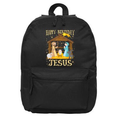 Happy Birthday Jesus Funny Christmas Nativity Christian 16 in Basic Backpack