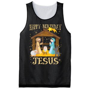 Happy Birthday Jesus Funny Christmas Nativity Christian Mesh Reversible Basketball Jersey Tank