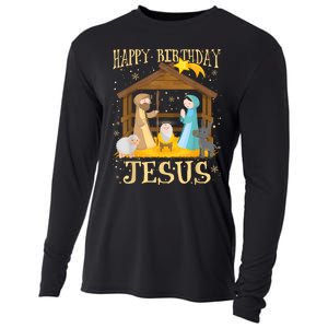 Happy Birthday Jesus Funny Christmas Nativity Christian Cooling Performance Long Sleeve Crew