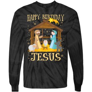 Happy Birthday Jesus Funny Christmas Nativity Christian Tie-Dye Long Sleeve Shirt