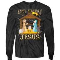 Happy Birthday Jesus Funny Christmas Nativity Christian Tie-Dye Long Sleeve Shirt