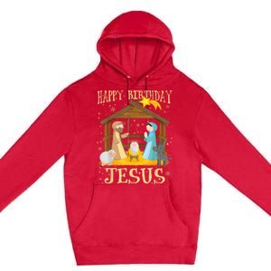 Happy Birthday Jesus Funny Christmas Nativity Christian Premium Pullover Hoodie