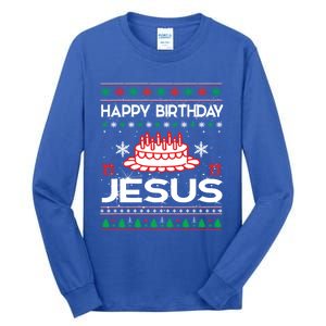 Happy Birthday Jesus Ugly Christmas Funny Cool Gift Tall Long Sleeve T-Shirt