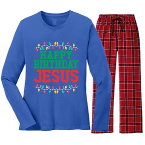 Happy Birthday Jesus Christian Christmas Gift Women's Long Sleeve Flannel Pajama Set 